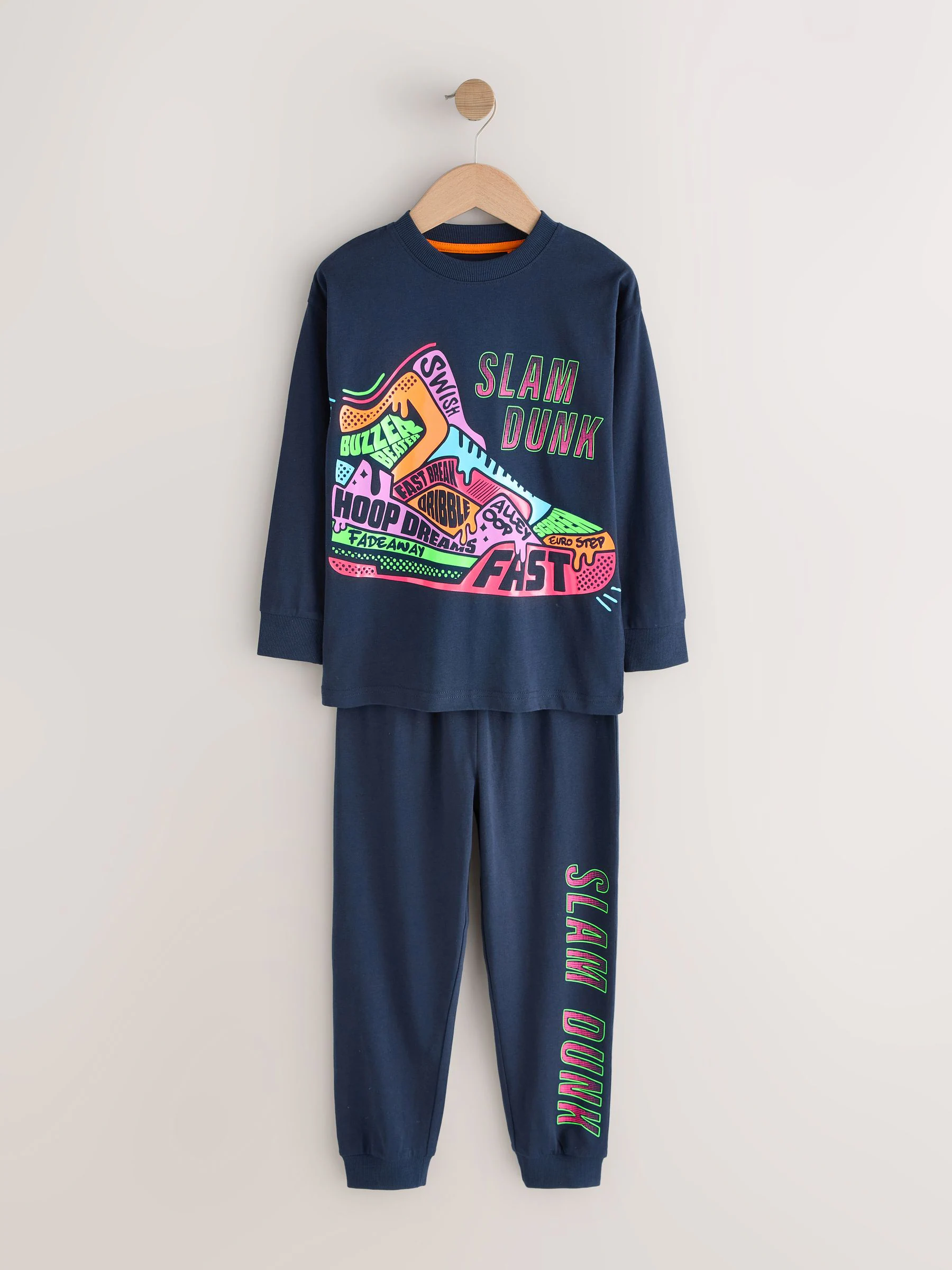 Navy Basketball - Verpakking van 2 pyjama's met lange mouwen (3-16 jr)