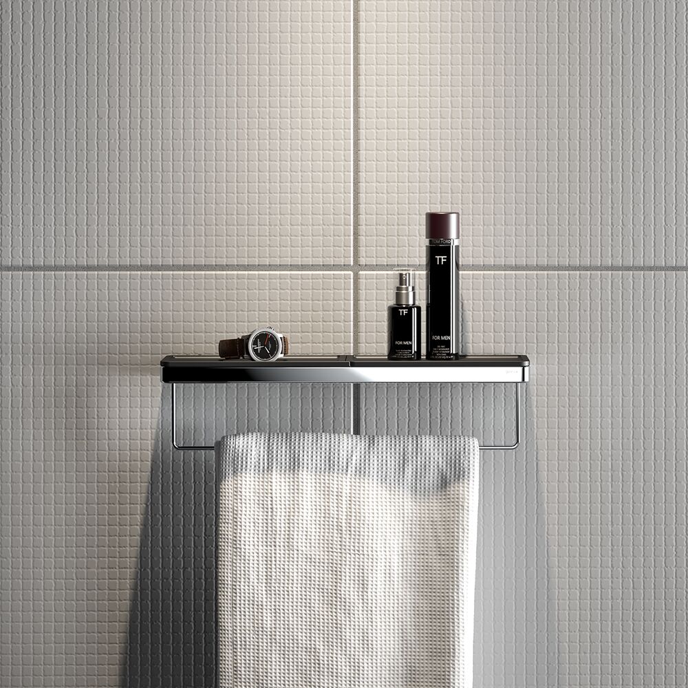 Geesa Frame handdoekrek met plateau 42cm zwart/chroom