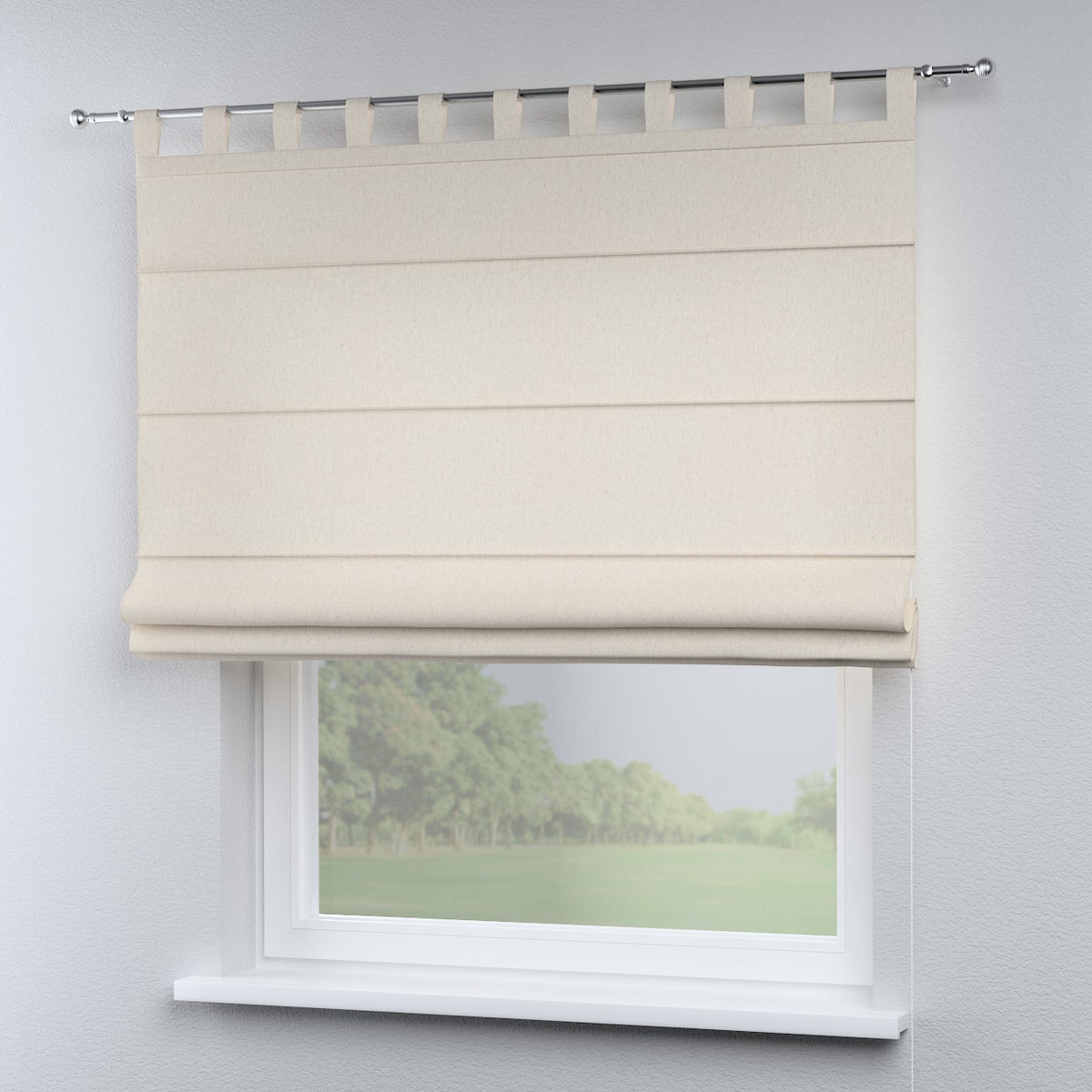 Vouwgordijn Loneta met lussen, grijs en beige, 120x160 cm
