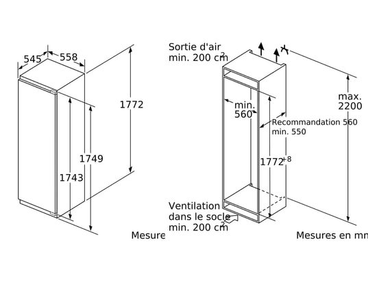 SIEMENS - Réfrigérateur encastrable 1 porte Réfrigérateur KI81RVFE0 + Congélateur GI81NVEE0