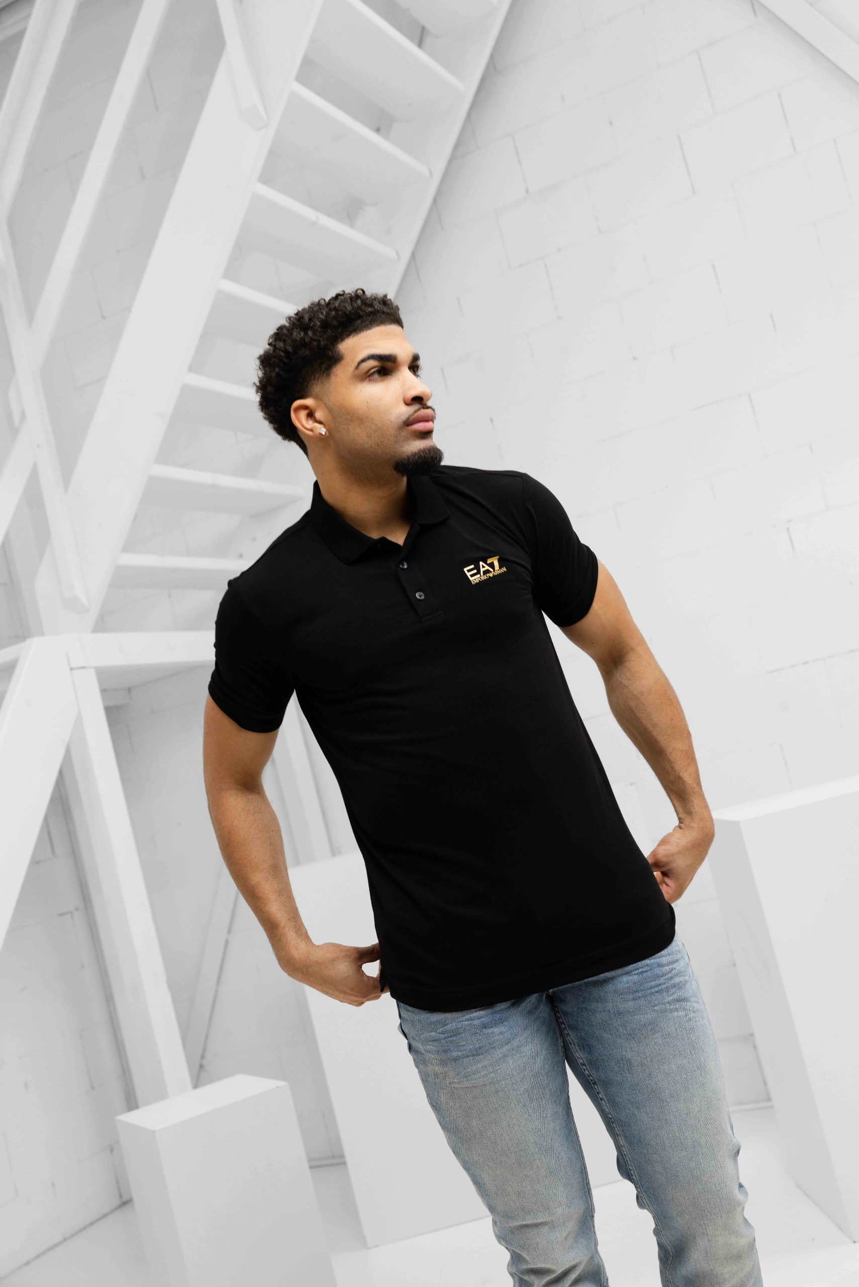 EA7 Emporio Armani 8NPF14 Polo Heren Zwart
