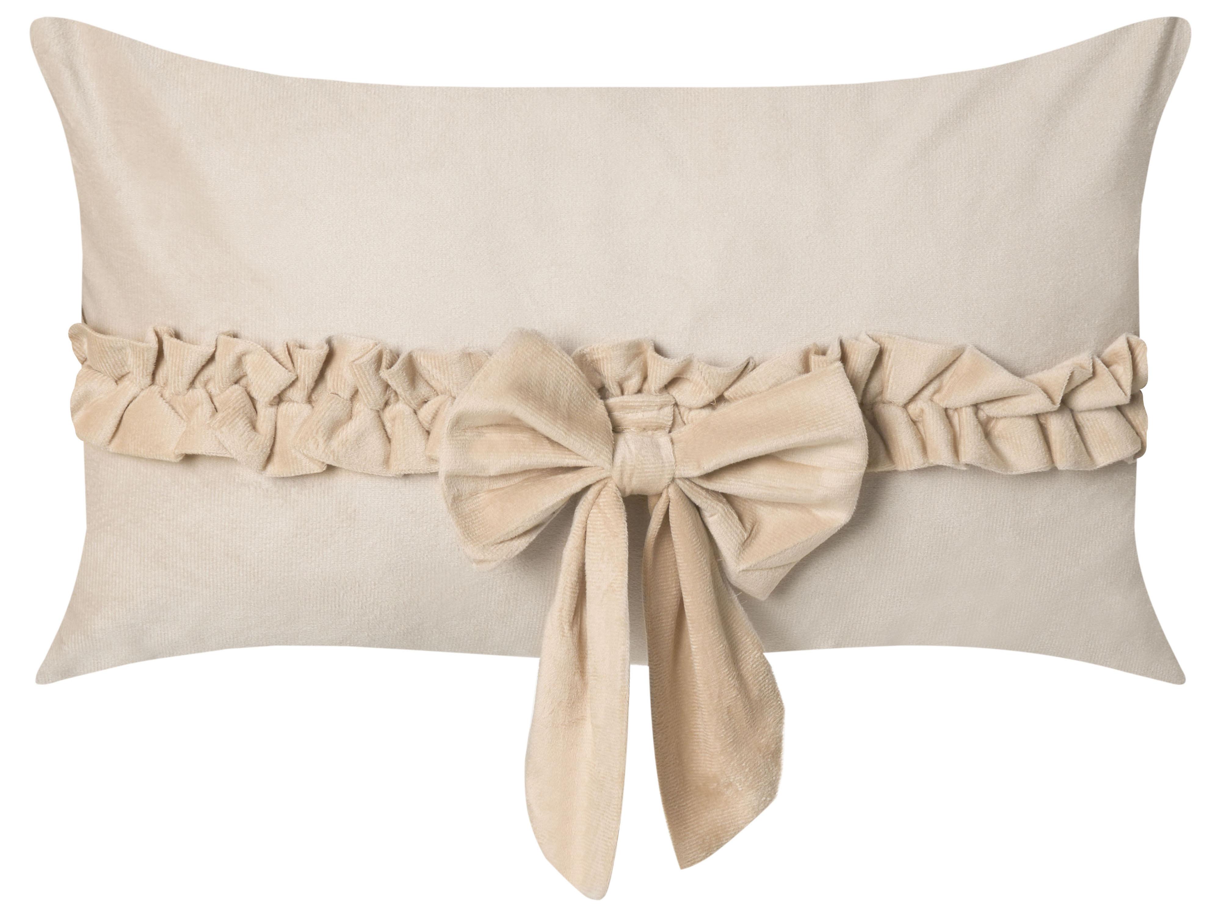 Set van 2 sierkussens BELLE Fluweel 30 x 50 cm Lichtbeige effen