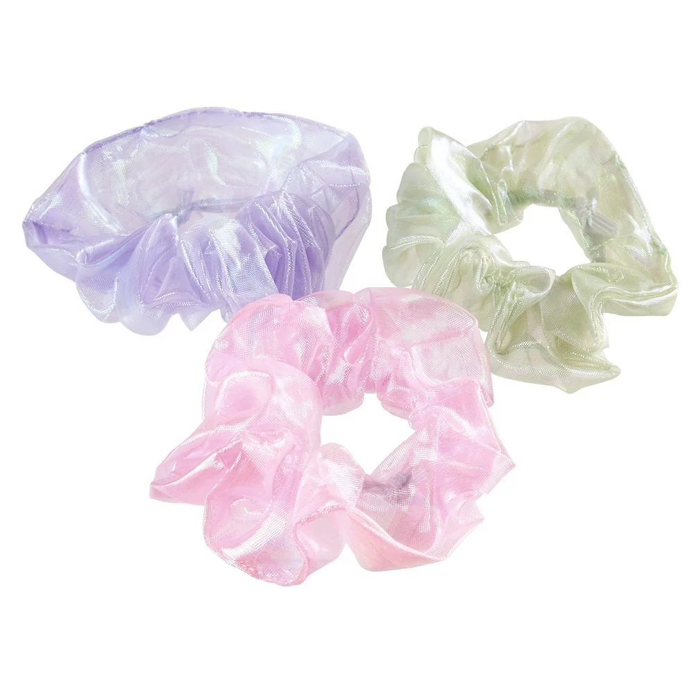 3 chouchous métallisé sirène vert/violet/rose