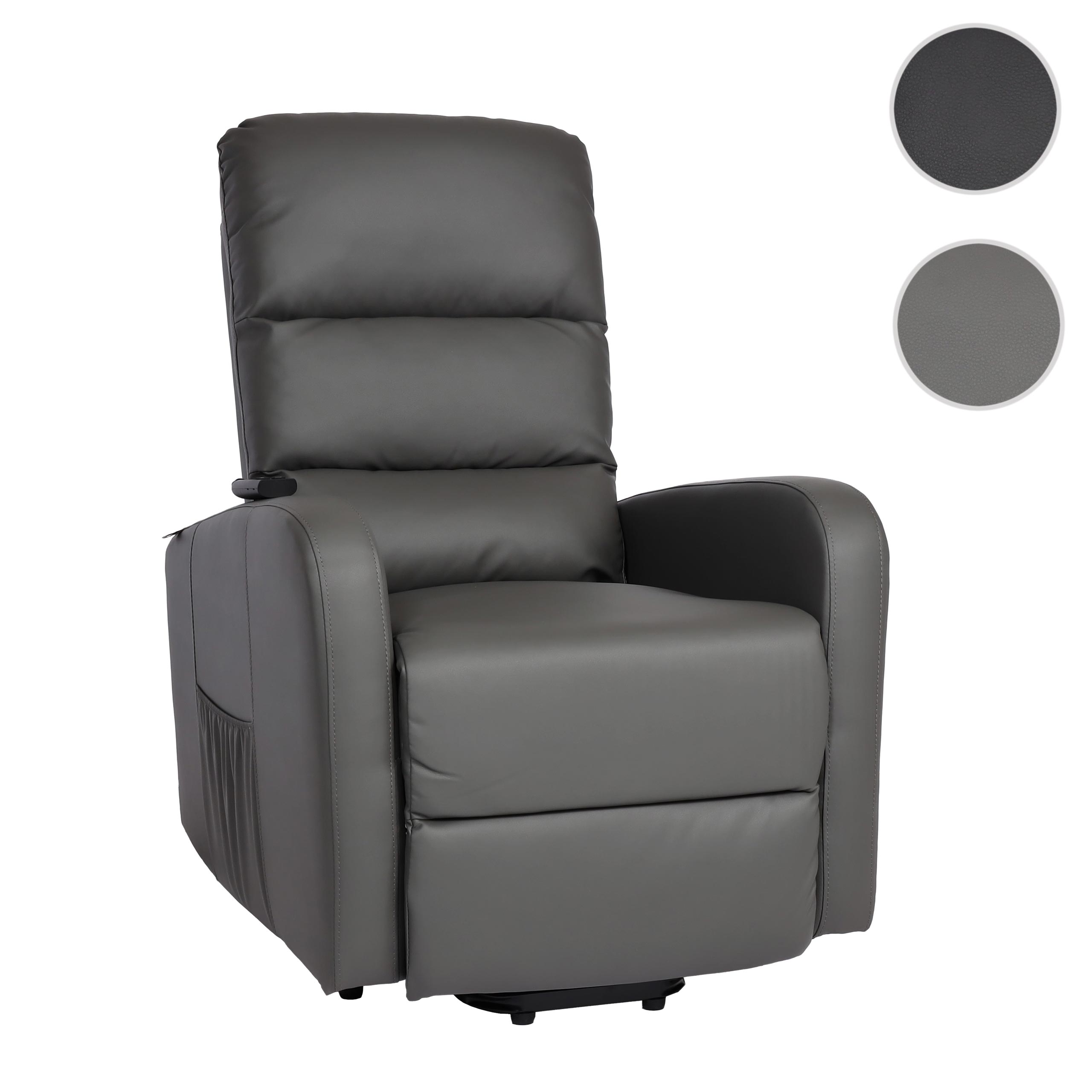 Fernsehsessel MCW-K62, Sessel Relaxsessel TV-Sessel Liege, Liegefunktion Aufstehhilfe, Metall Kunstleder ~ grau