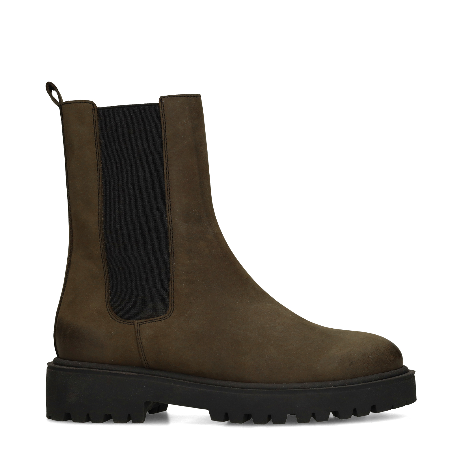 Donkergroene nubuck chelsea boots