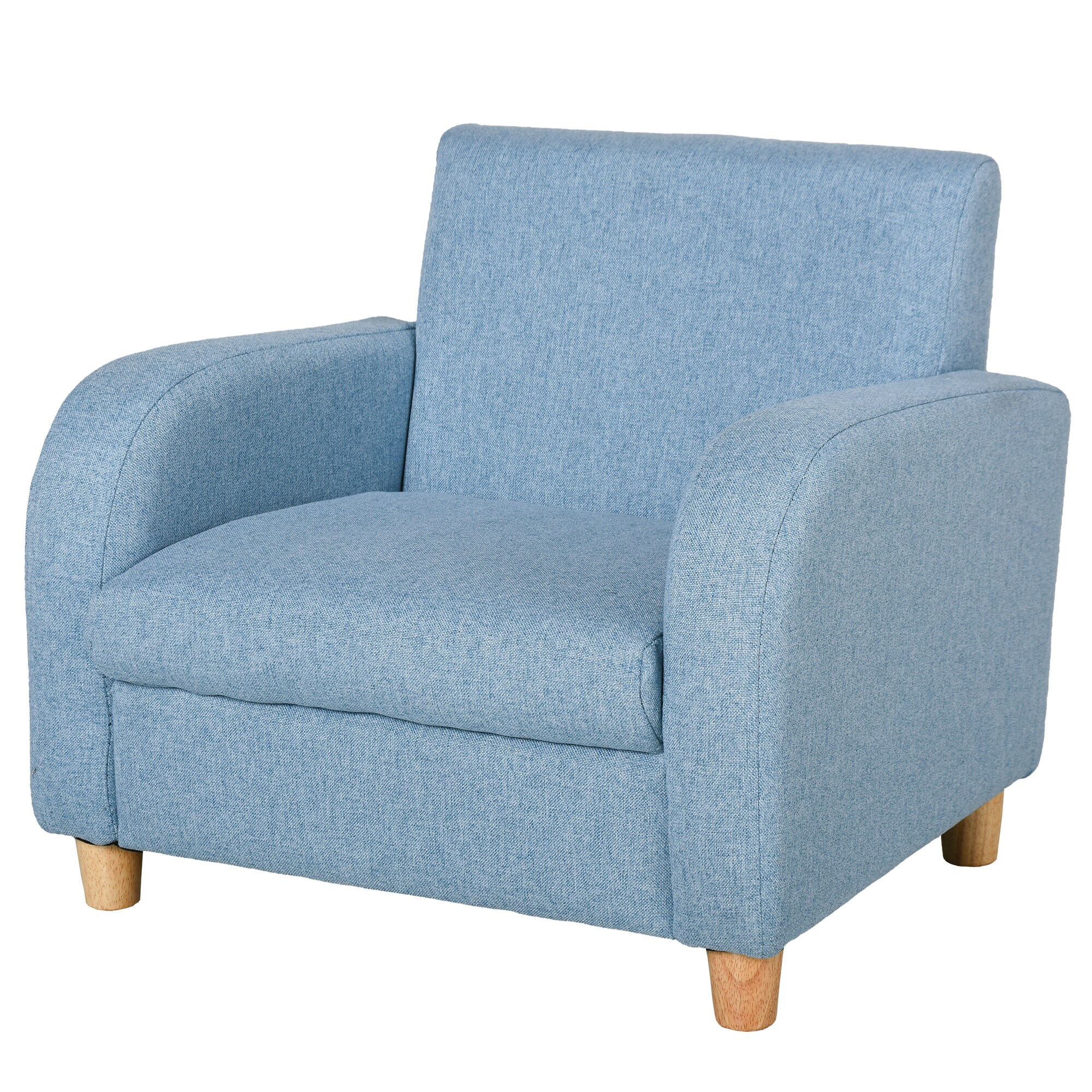 HOMCOM Kindersessel mit Holzfüßen blau 49L x 45B x 44,5H cm
