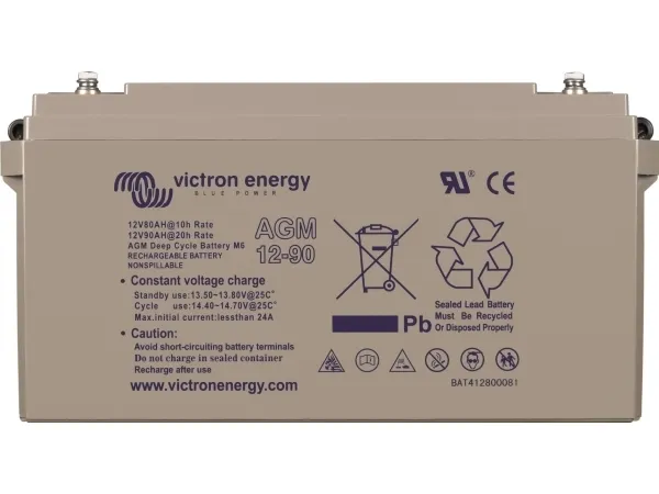 Victron Energy BAT412800084, Genopladeligt batteri, 12 V, 90000 mAh, 167 mm, 183 mm, 350 mm