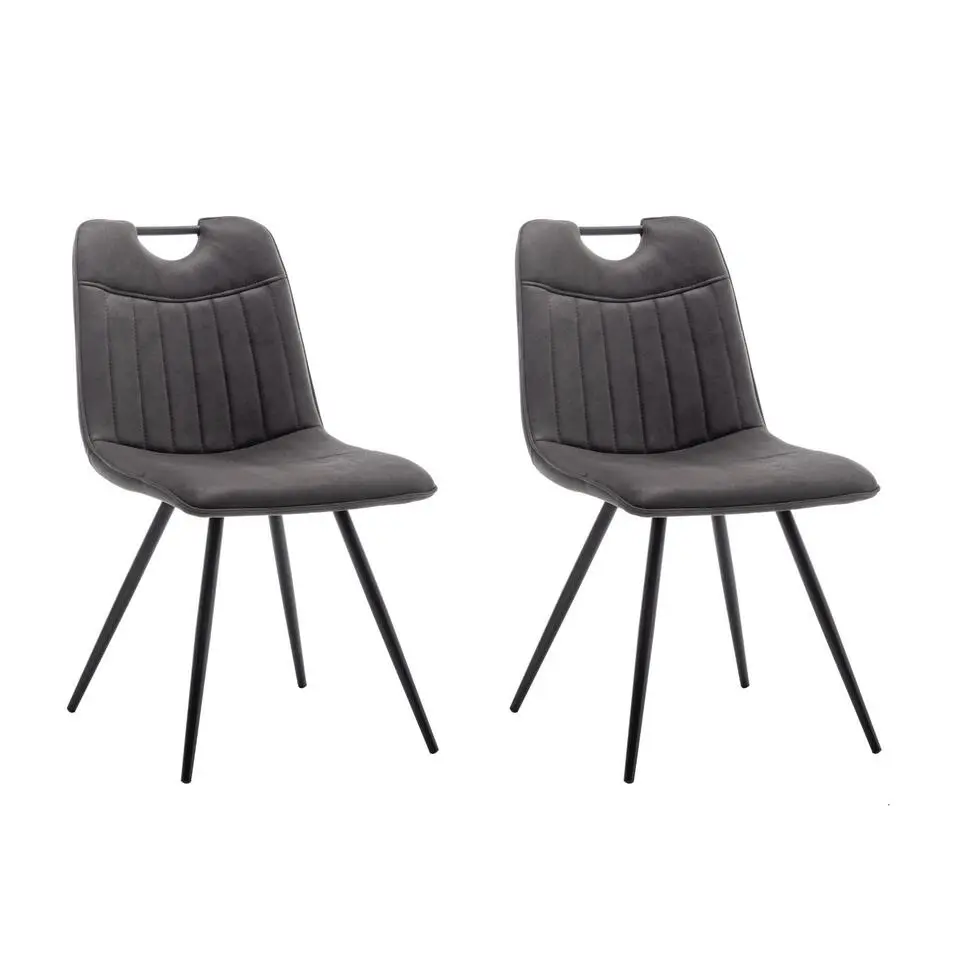 Furnihaus Eetkamerstoel Leon Microvezel Antraciet Set van 2