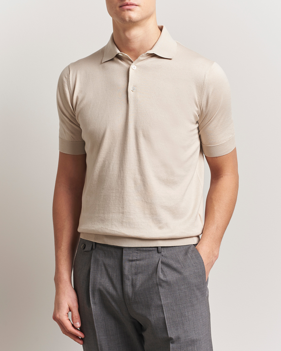 Lardini Knitted Cotton Polo Beige