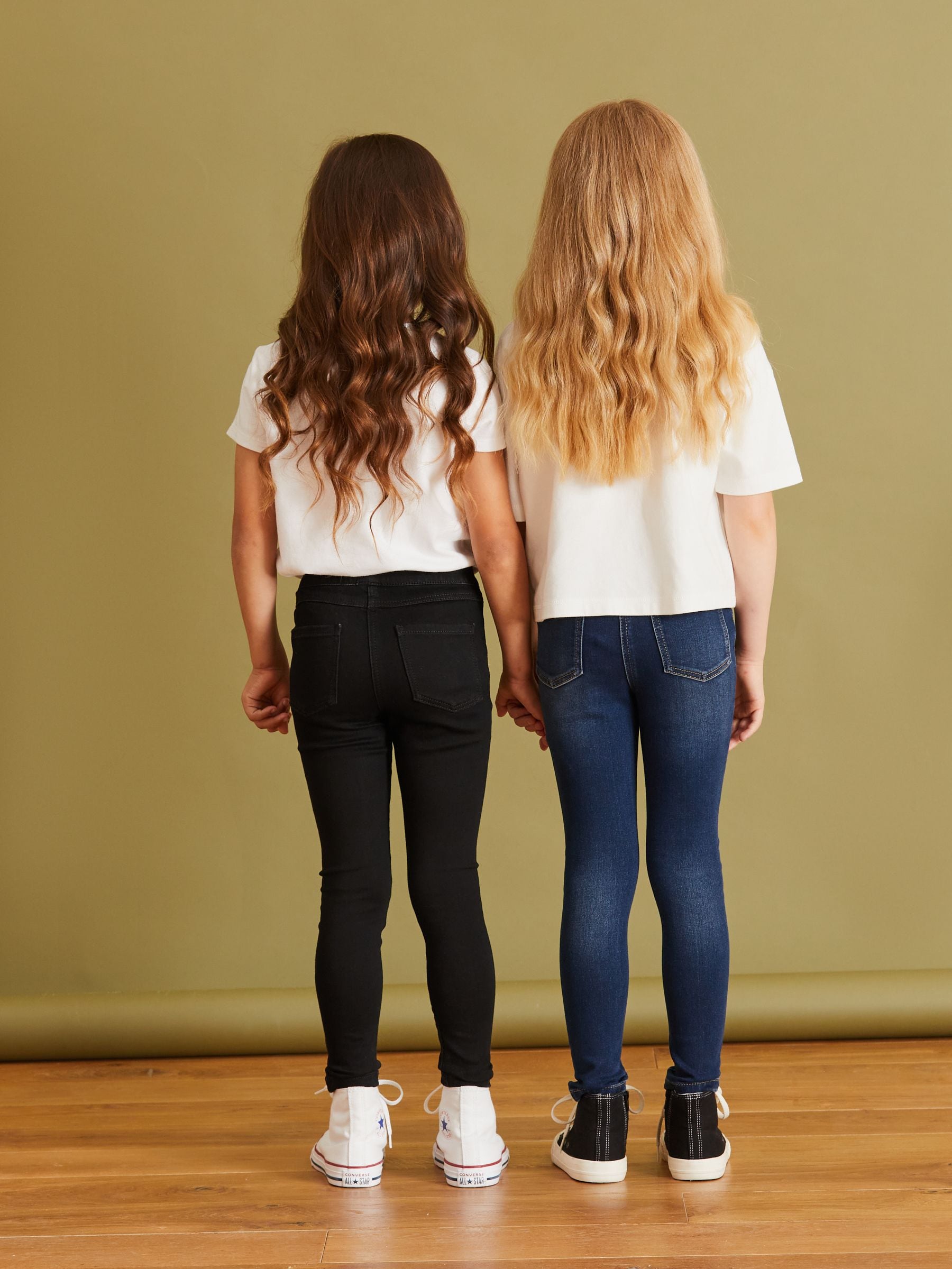 Black/Dark Denim - Set van 2 jeggings met elastische taille (3-16 jr)
