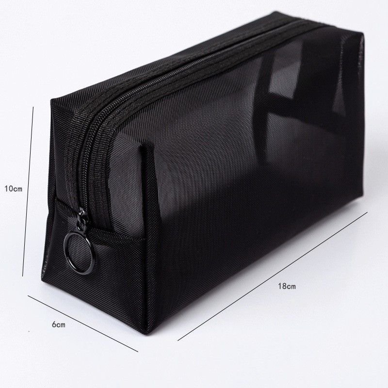 (3er Set) Kosmetik Make Up Tasche Handgepäck Necessaire Organizer Bag mit Reissverschluss - Schwarz