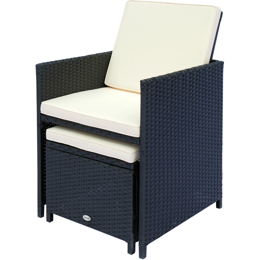 Outsunny Polyrattan Sitzgruppe als 27-tlg. Set schwarz, cremeweiß