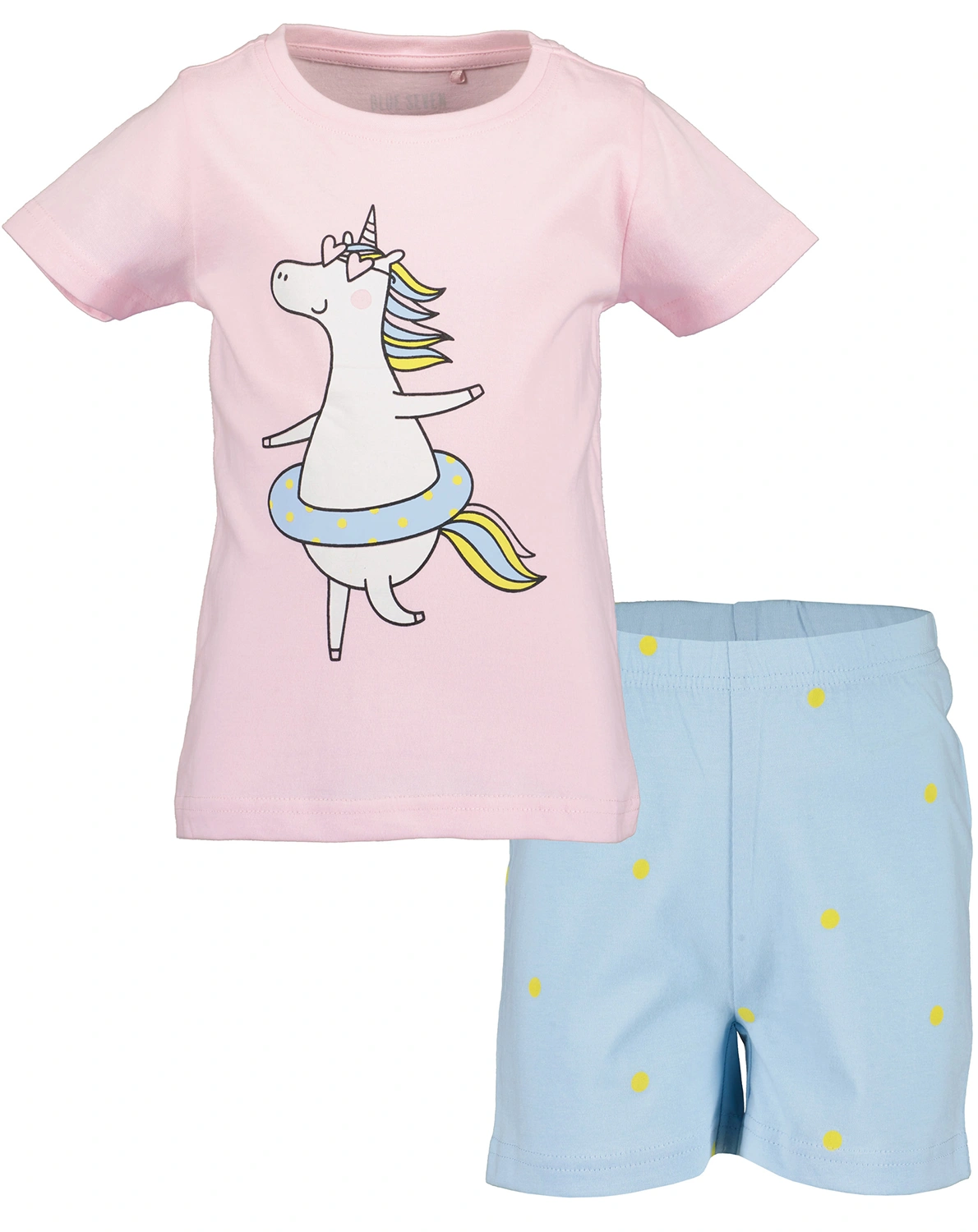 Schlafanzug UNICORN HOLIDAYS kurz in rosa/blau