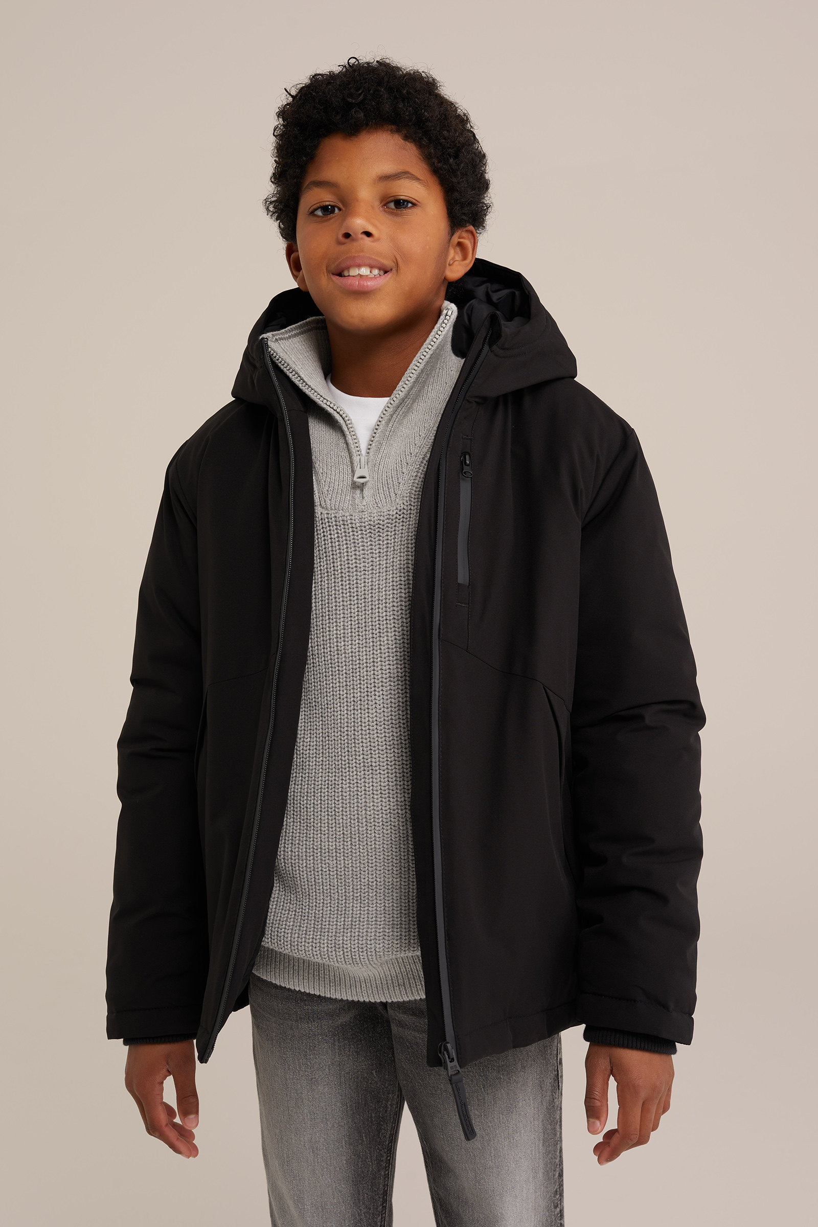 Jongens gewatteerde jas WE Fashion Zwart