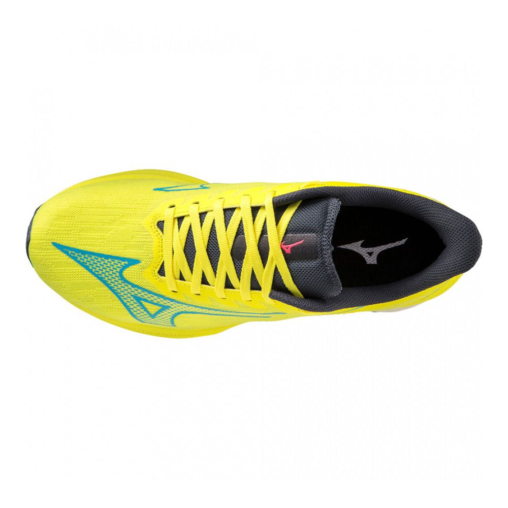 Mizuno WAVE REBELLION SONIC - Chaussures running Homme bolt(neon)/jet blue/ombre blue
