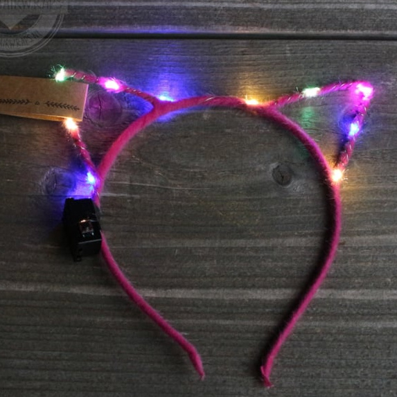 Headband Led diadeem Cats - Pink/Multicolor
