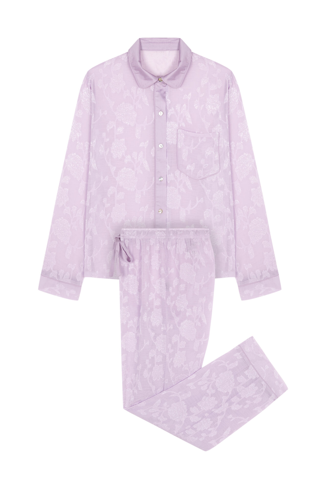 pijama camisa longa de cetim lilás