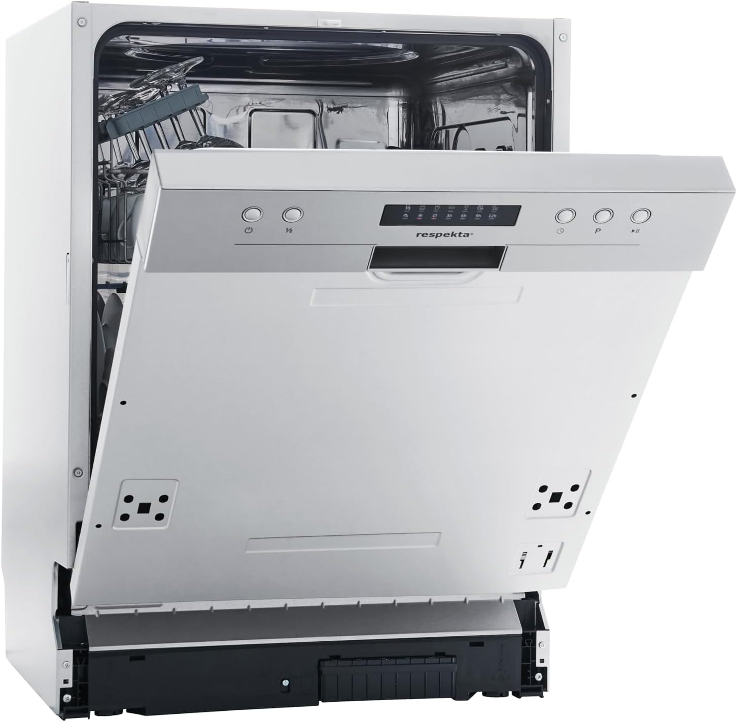 Respekta Spülmaschine teilintegriert 60 cm / Einbau-Geschirrspüler mit 6 Programmen / Startzeitvorwahl / 12 Maßgedecke / LED -Display / GSP60TIDM