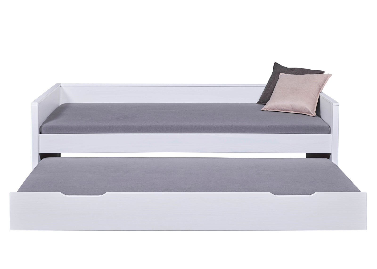 Stauraum-/ Funktionsbett Niels 90 x 200 cm Kiefer massiv weiß