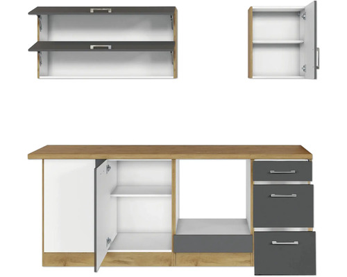 Held Furniture hoekkeuken zonder apparatuur Sorrento 210 cm antraciet mat gedemonteerd omkeerbaar model 1014.6280