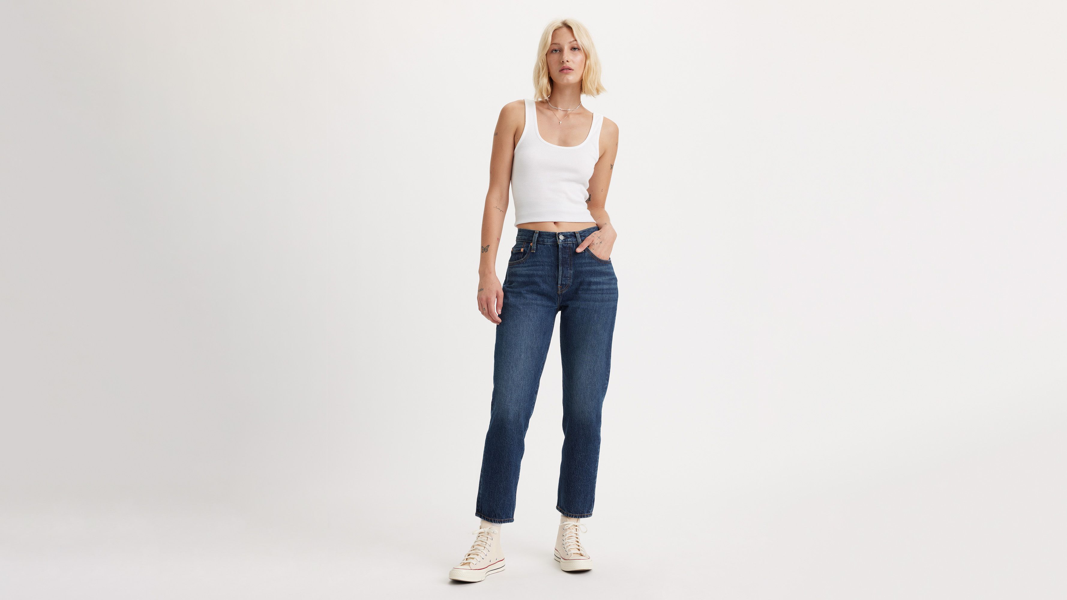 Jean 501® Crop Levi's® - Up We Go No Destructed - Bleu