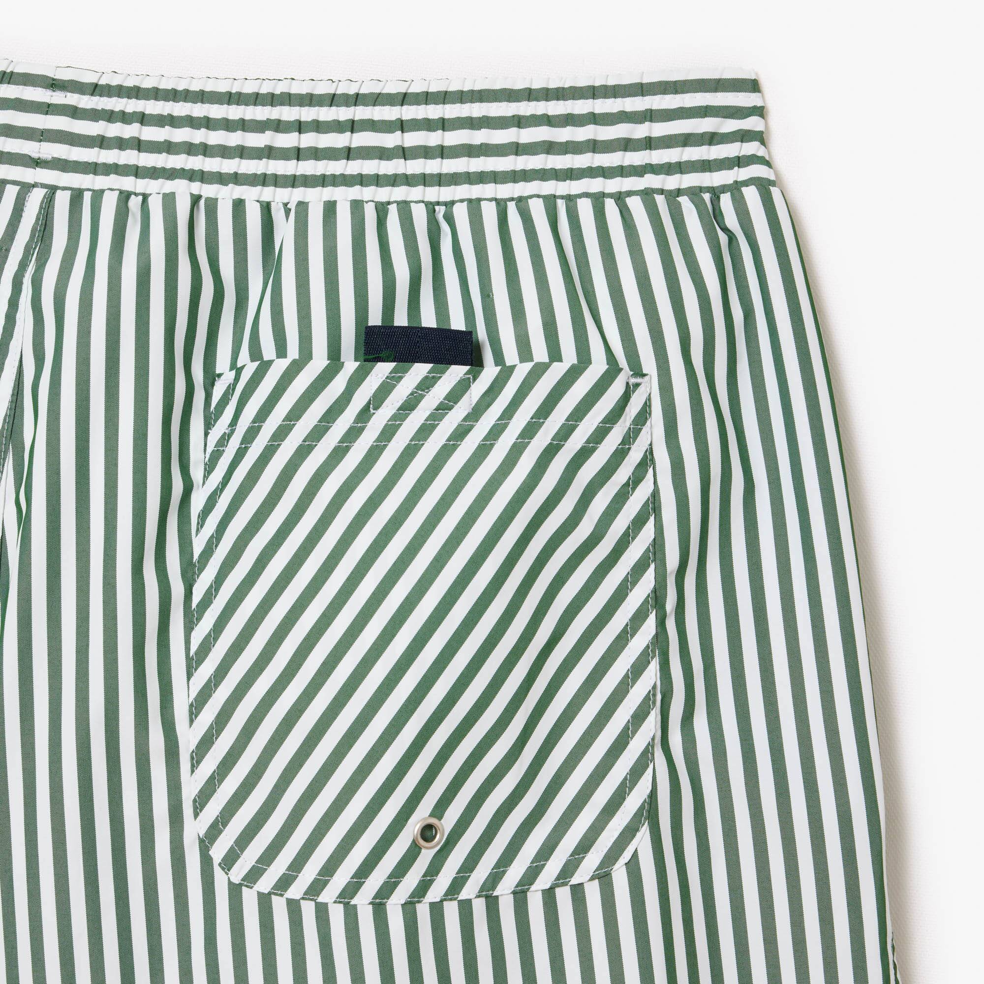 Herren Badehose mit Streifen Badebekleidung - Weiss - Lacoste - Herren