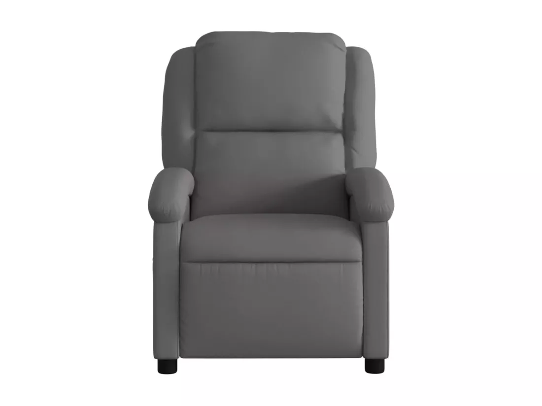 Fauteuil massant inclinable gris cuir véritable