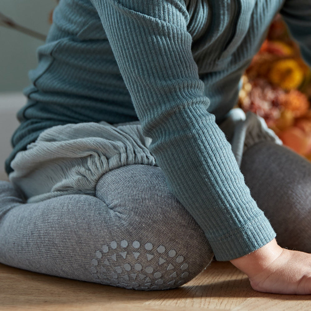 Køb Gobabygo Grey Melange Crawling Strømpebukser Organic Bomuld