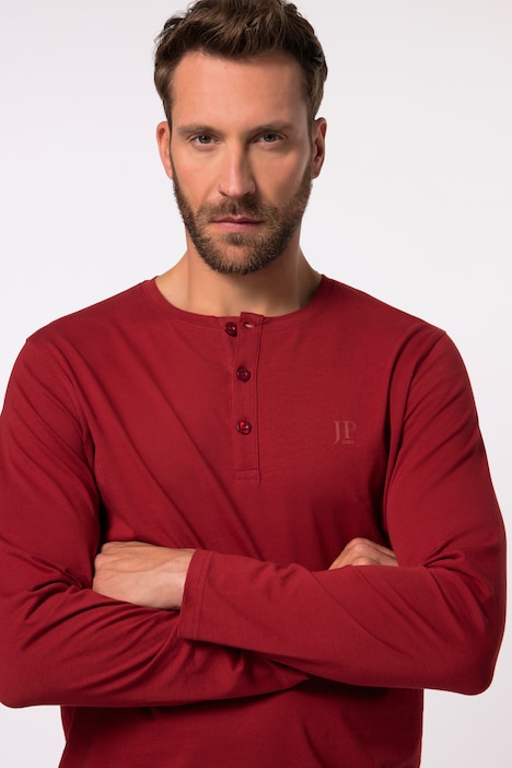 JP 1880 Henley, Basic, Shirt, Langarm, Knopfleiste, bis 8XL