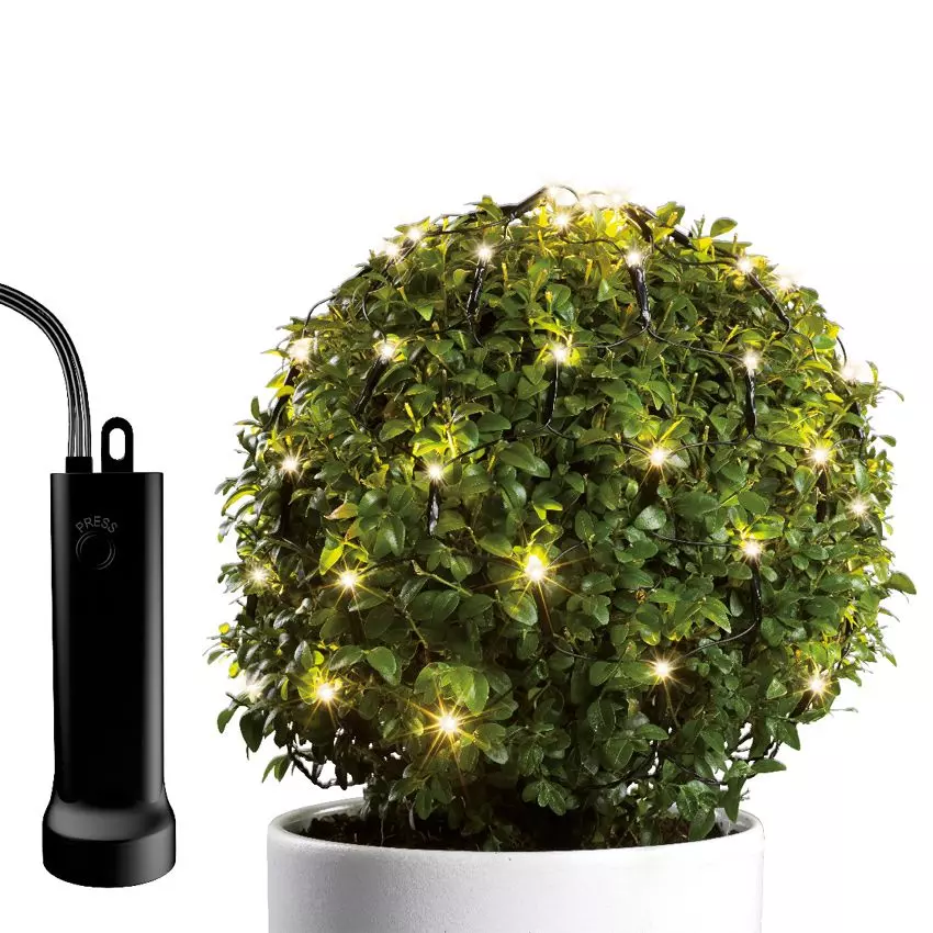 Filet lumineux à piles D50 cm 84 LED Durawise Blanc chaud