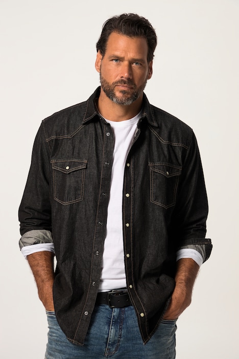 Jeanshemd, Langarm, Kentkragen, Modern Fit, bis 8XL, Tall