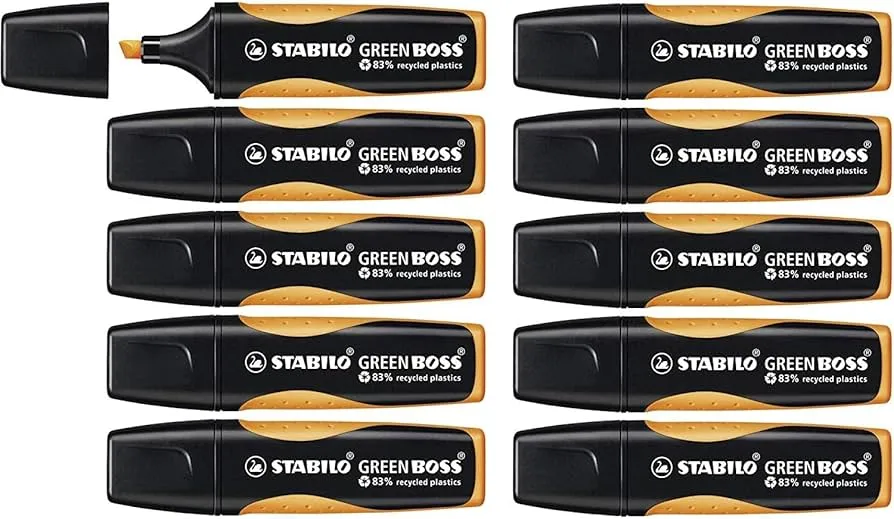 Stabilo Green Boss Orange - med 10 stk. - 83% genanvendt plast