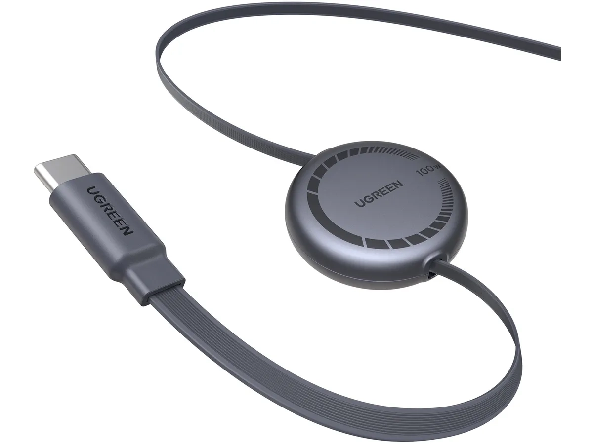 (1m) 100W Ausziehbares USB C auf USB C Ladekabel Datenkabel (65905) - Grau