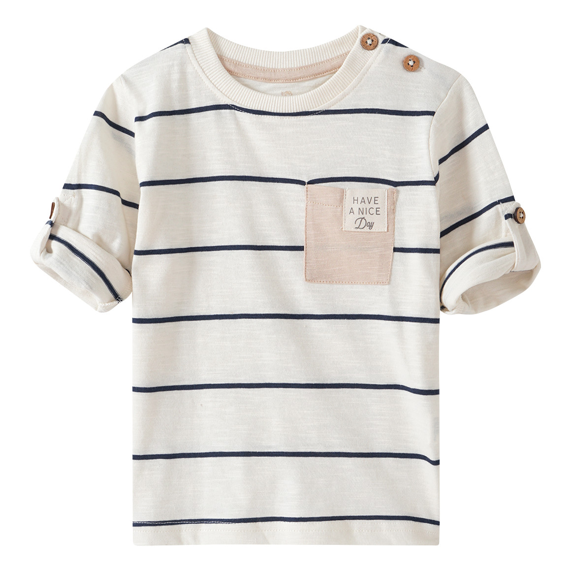 Topomini Pure Collection Baby Langarmshirt mit Streifen creme