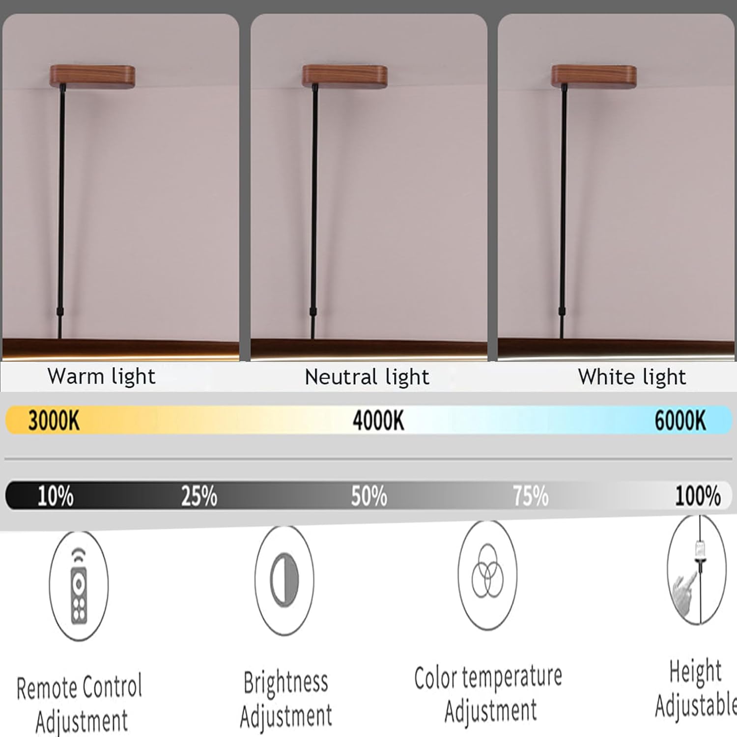 Led Pendelleuchten Esstisch Walnuss Lineare Hängelampe Dimmbar Mit Fernbedienung Esszimmerlampe Holz Pendelleuchte Höhenverstellbar Holzlampe Für Esszimmer Küche esstischlampe hängend (Walnuss, 120CM)