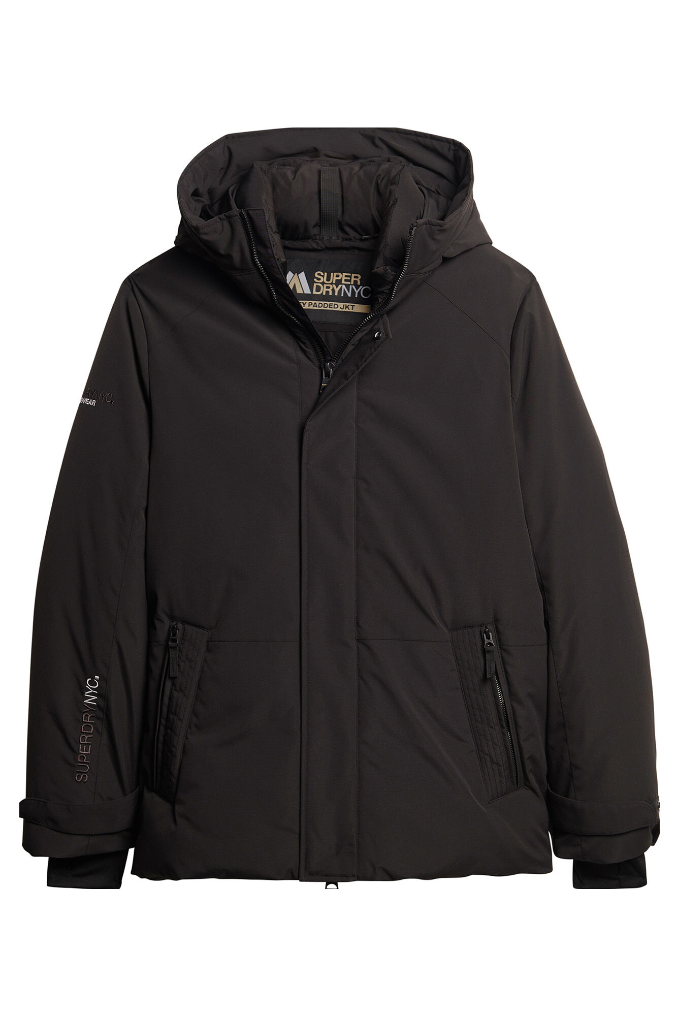 Parka acolchoada à prova de vento com capuz para uso urbano