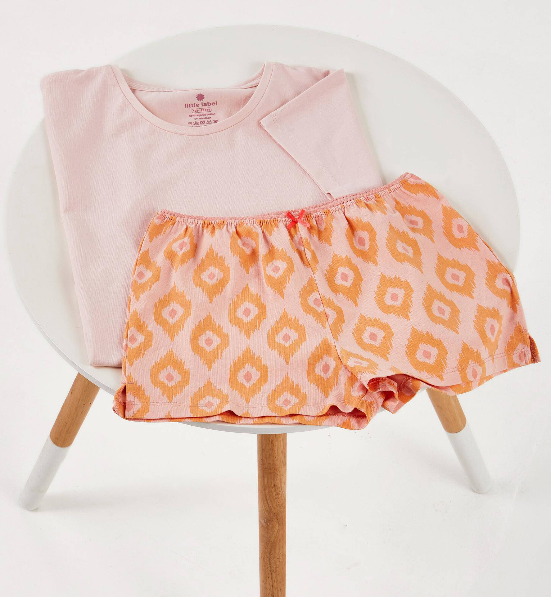 Little Label shortama met all over print roze/oranje