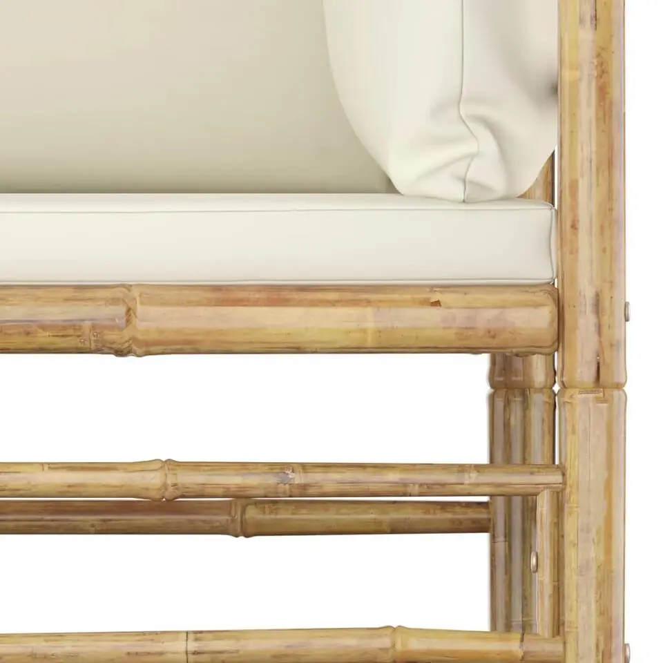 vidaXL - Tuinset - Wit - Bamboe - 4 stuks - Met kussens