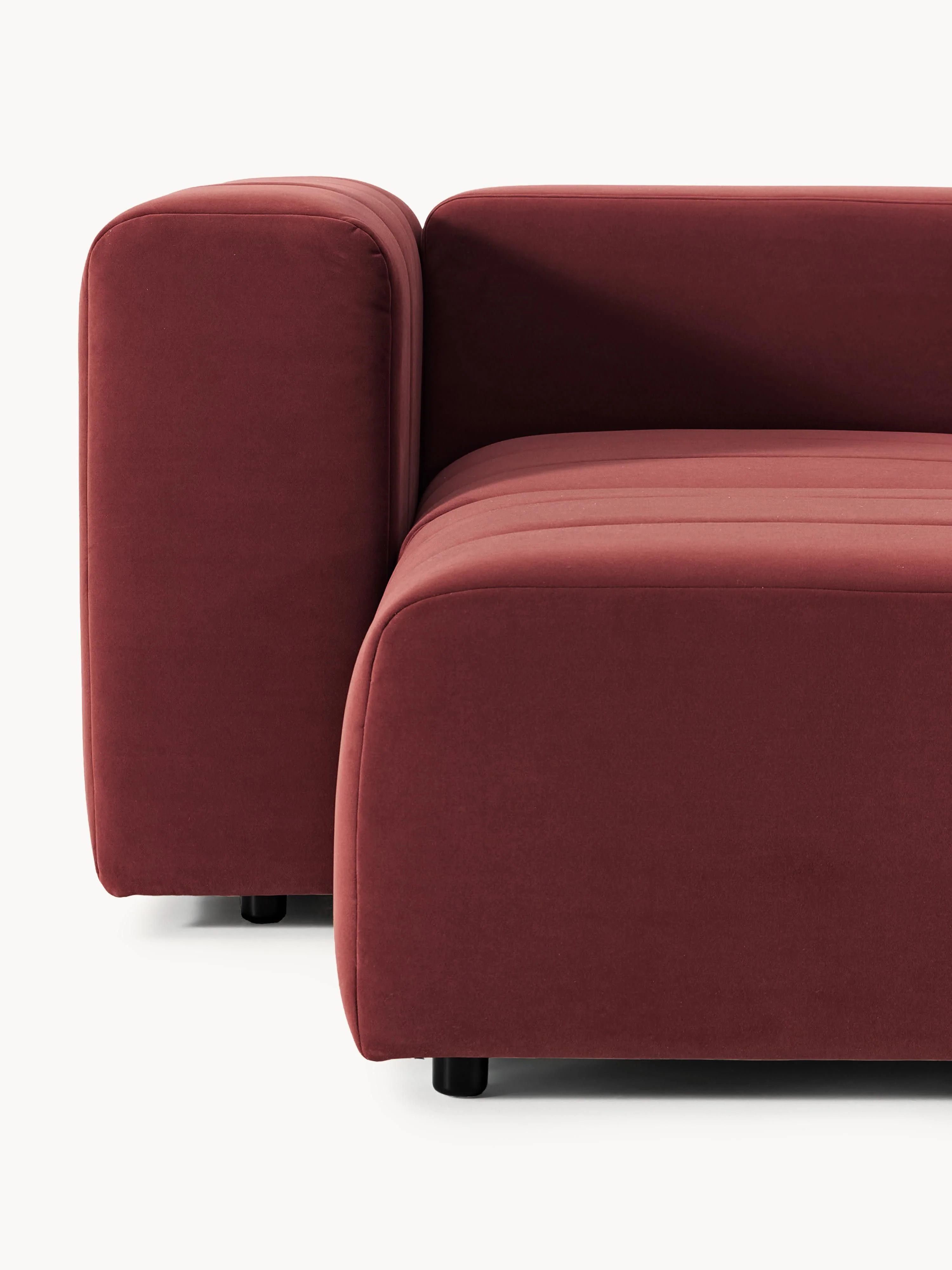 Fluwelen modulaire bank Lena (3-zits) met poef (links/rechts)