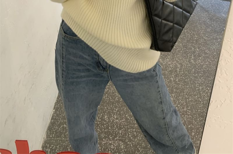 PINPI - Off-Shoulder Rib Trui