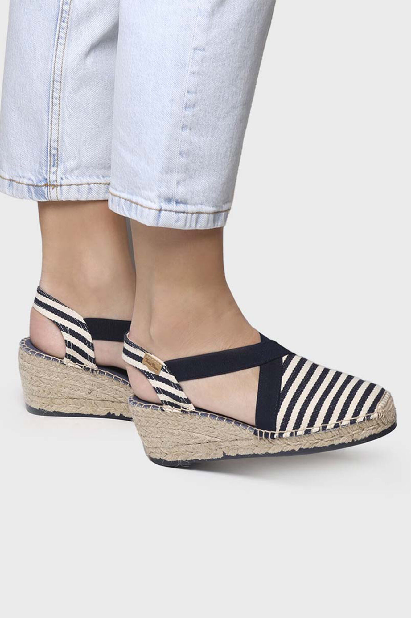 Alpargatas veganas listradas - TERRA-DD - azul