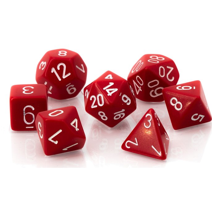 Set de dés : Rouge  et  Blanc - Opaque