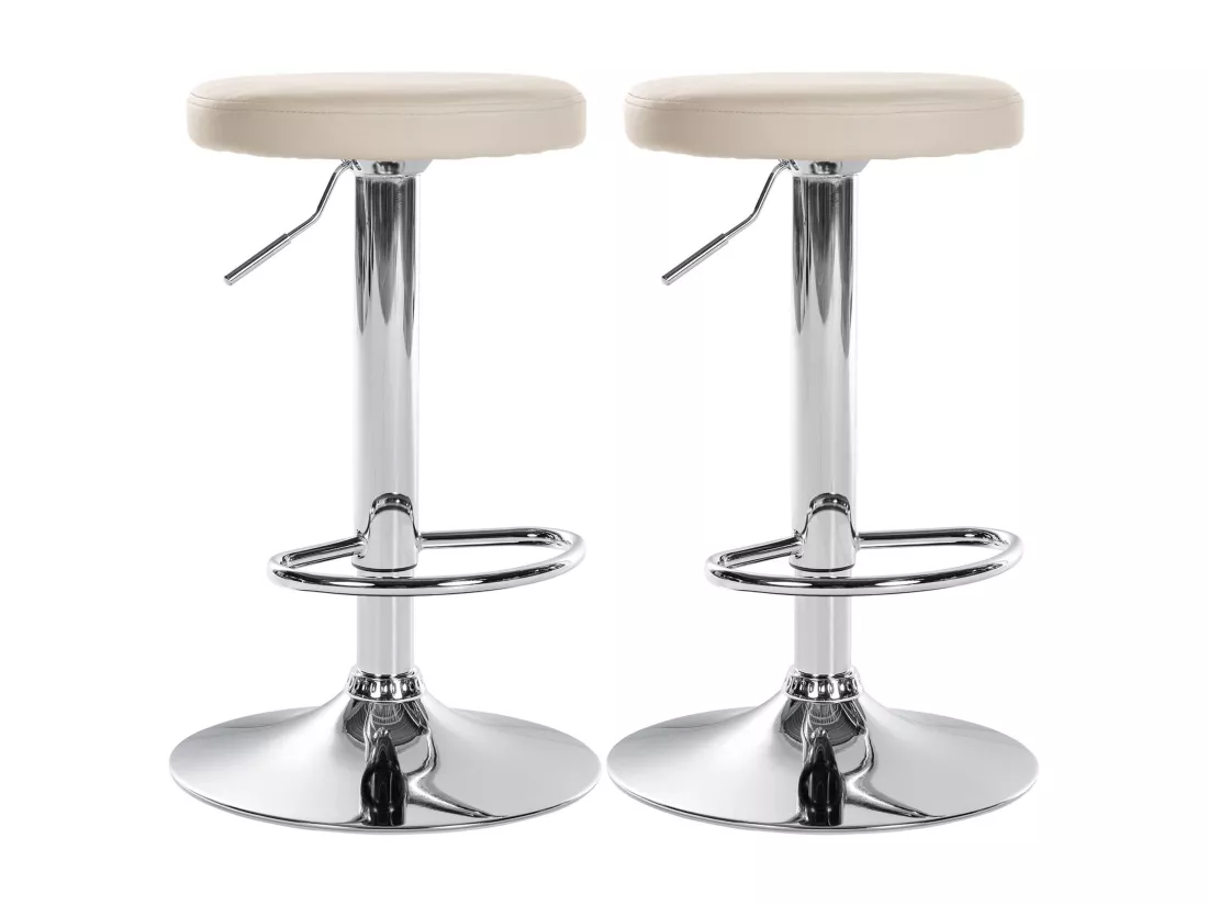 Lot de 2 Tabourets de bar - Similicuir & Métal - Crème - Ponte