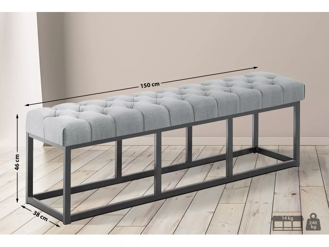 Banquette - Tissu - Gris - Amun