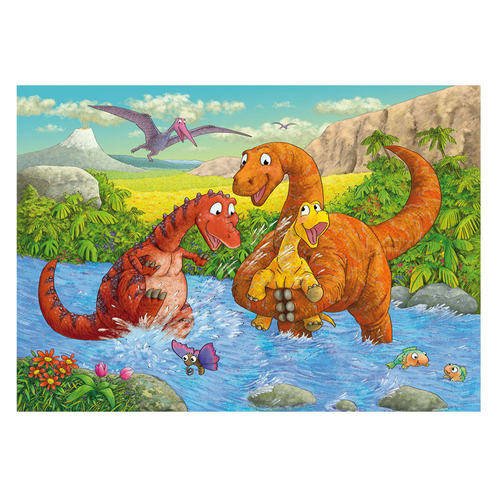 Legpuzzel Spelende Dino's, 2x24st.