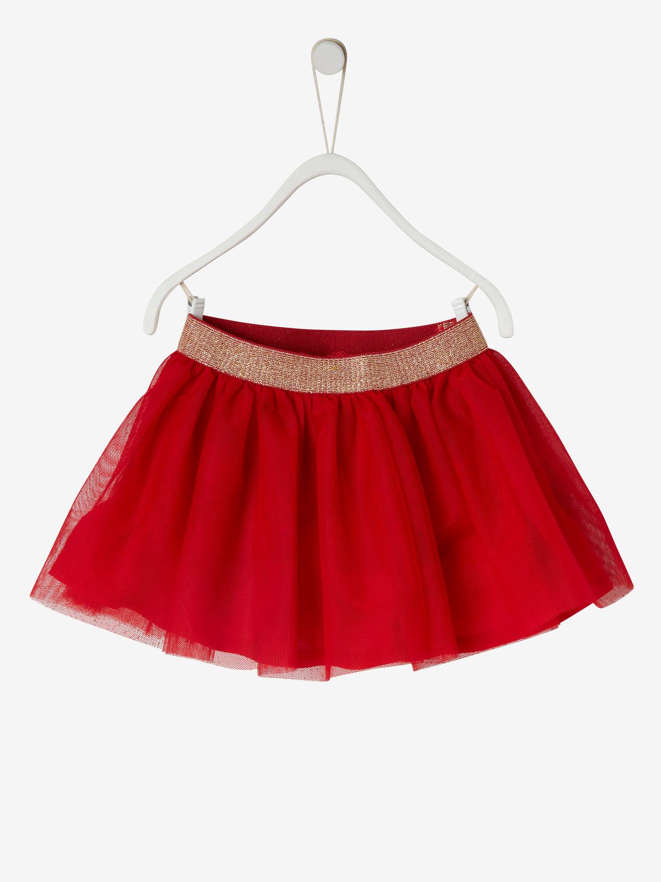 Conjunto de presente de Natal com camiseta estampada com estrelas e saia de tule branca leve para bebê.