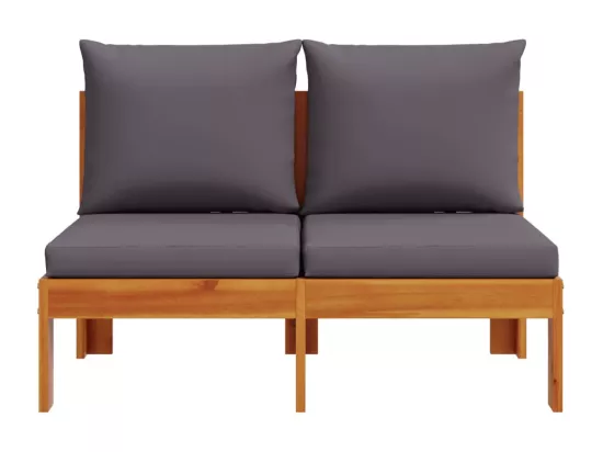 Canapé de jardin sans accoudoirs coussins 2 places bois acacia
