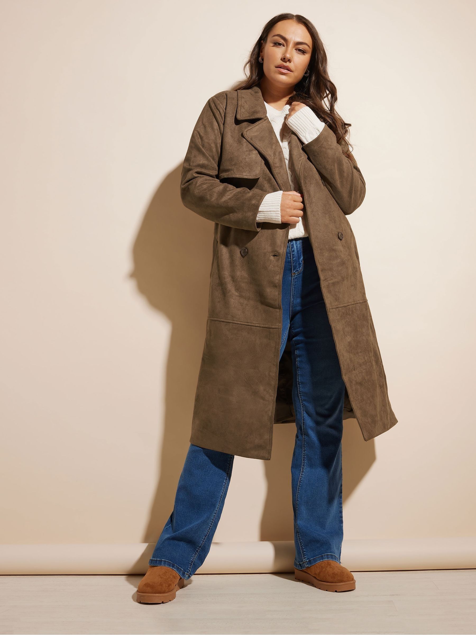 Yours Curve suède trenchcoat