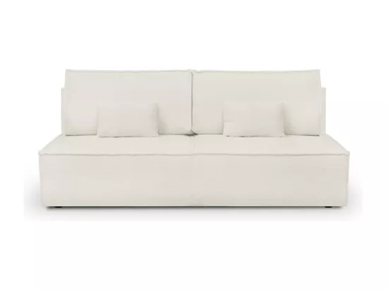Canapé convertible 3 places avec coffre de rangement en tissu bouclette écru - Milla