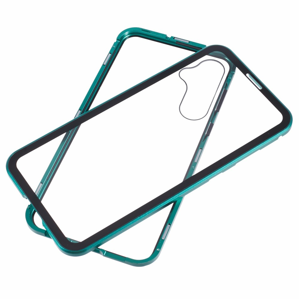 Samsung Galaxy A55 Magnetische Alu Schutzhülle mit Panzer Glas Backcover   Displayschutz (Magnet-Technologie) - Grün